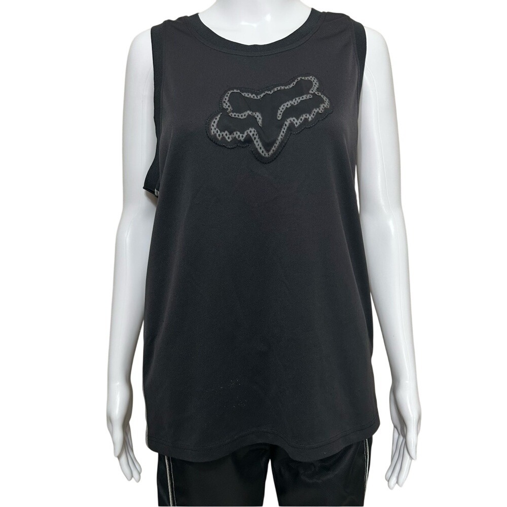 Fox Racing Black Grey Stripe Riding Fashion Tank Top Jersey Medium